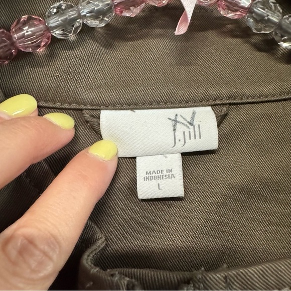J. Jill Khaki Utility Jacket brown green tencel - Picture 3 of 9